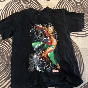 Marvel Black Tee with Spider-Man Design